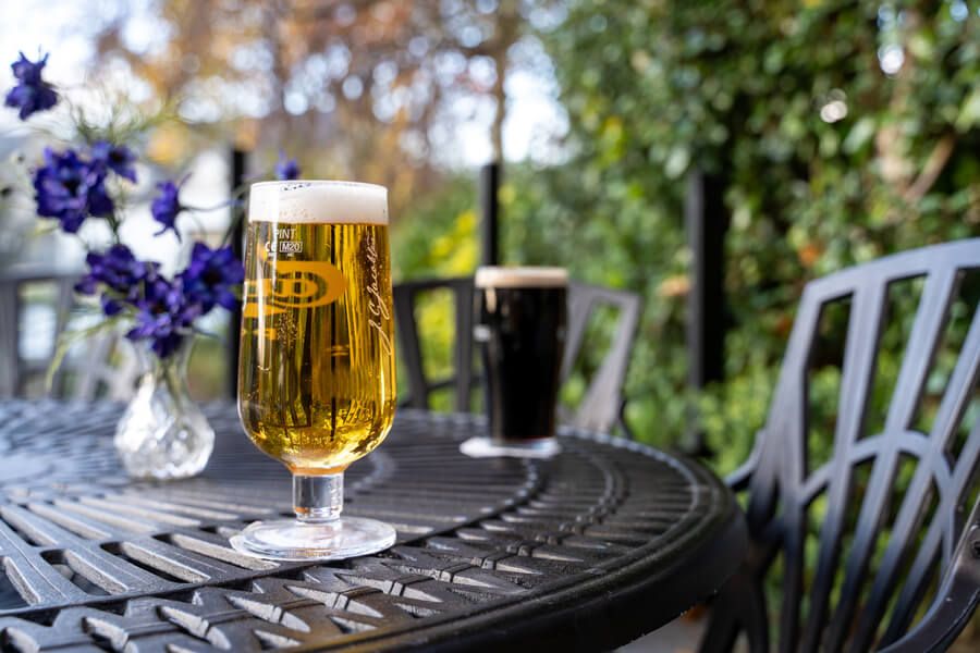 Irish Pint of Guinness and Local Craft Beer on the Patio
